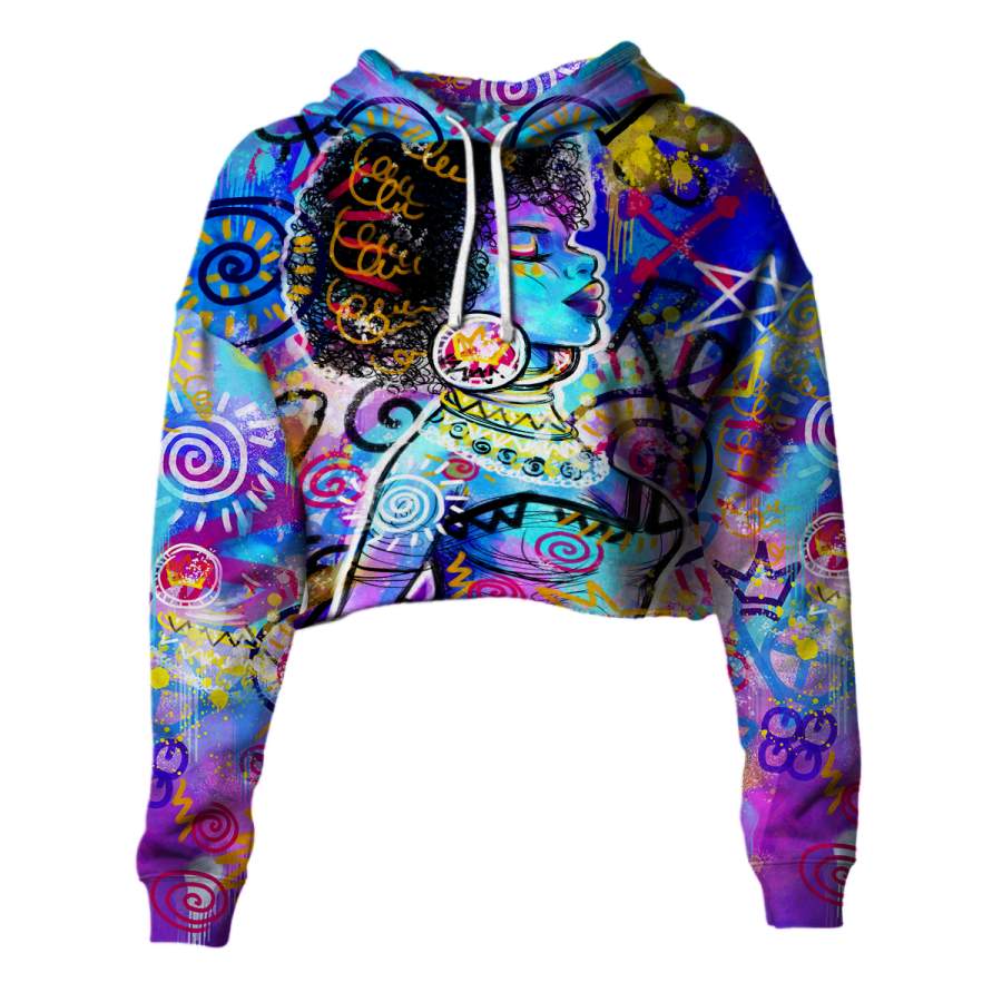 Woman Art Cropped Hoodie