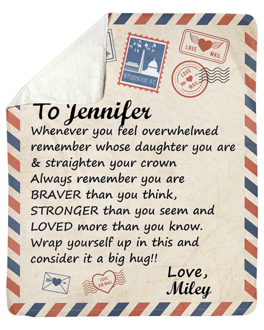 Whenever Feel Overwhelmed Custom Name Mom To Daughter Miley And Jennifer Sherpa Blanket