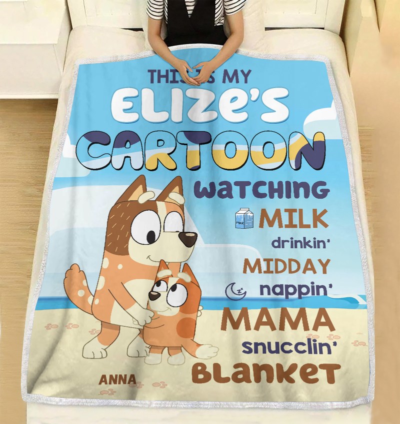 This Is My Cartoon Watching, Personalized Bluey Family Blanket