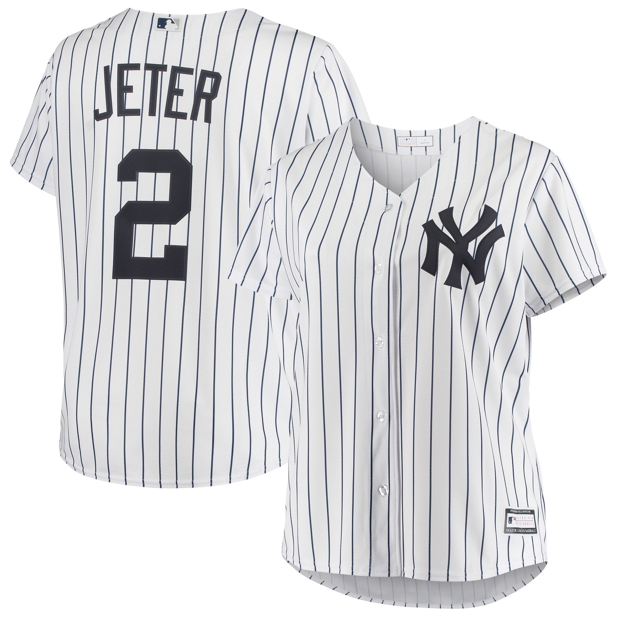 Women’s New York Yankees Derek Jeter White Plus Size Player Jersey