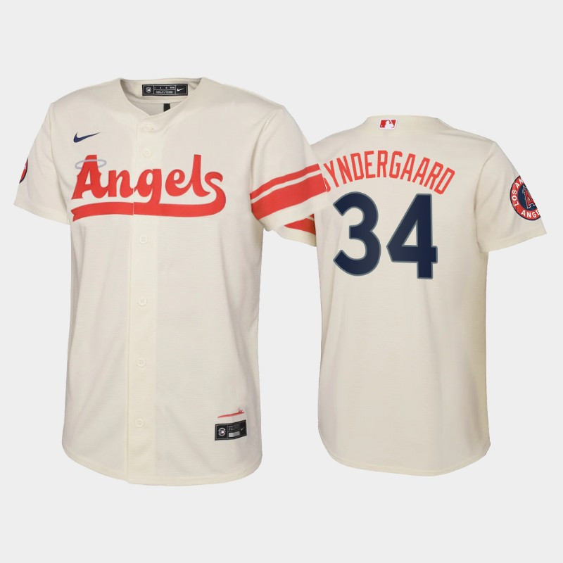 2022-23 City Connect Youth Los Angeles Angels Noah Syndergaard 34 Noah Syndergaard Jersey – Cream