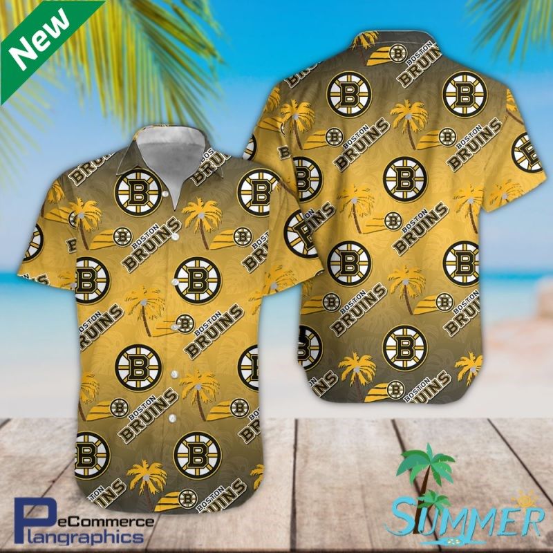 Boston Bruins Hockey Team Aloha Shirt Hawaiian Aloha Shirt Hawaiian Shorts Beach Short Shirt