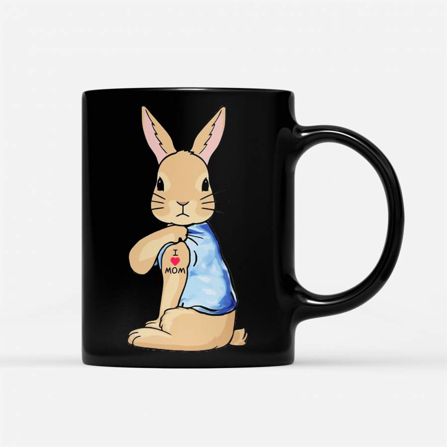 Rabbit Tattoo I Love Mom – Black Mug