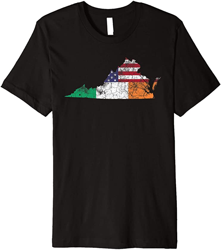 Virginia Irish American Flag St. Patrick’s Day Vintage Gift Premium T-Shirt