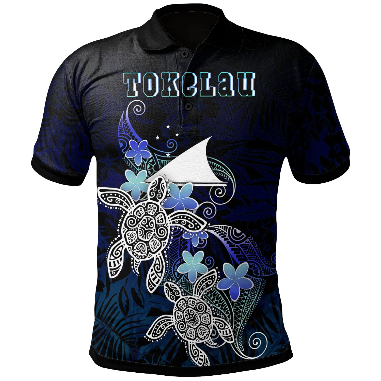 Tokelau Polynesian Polo Shirt – Blue Turtle Couple – BN22