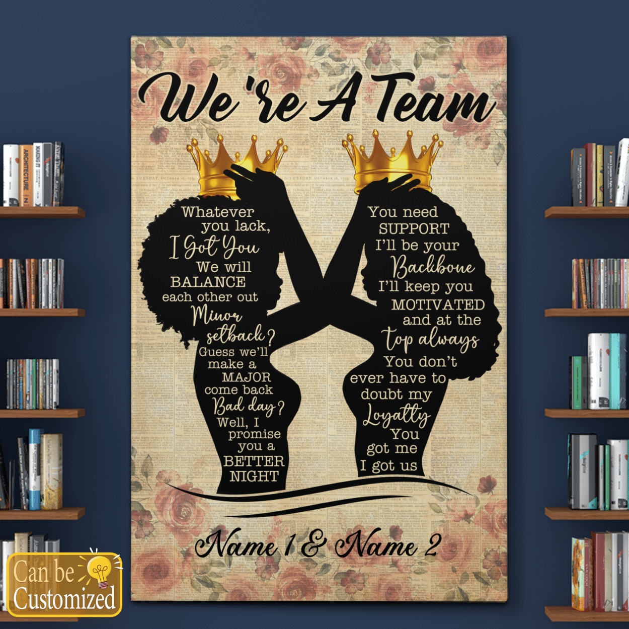 Personalized Lgbt Lesbian Couple Canvas Poster Lgbt Home Wall Decor For Lesbian Pride Black Queen Wall Art Valentine’S Day Gift