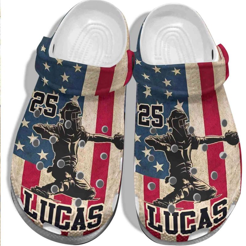 Baseball 4Th Of July Usa Flag Crocband Clogs