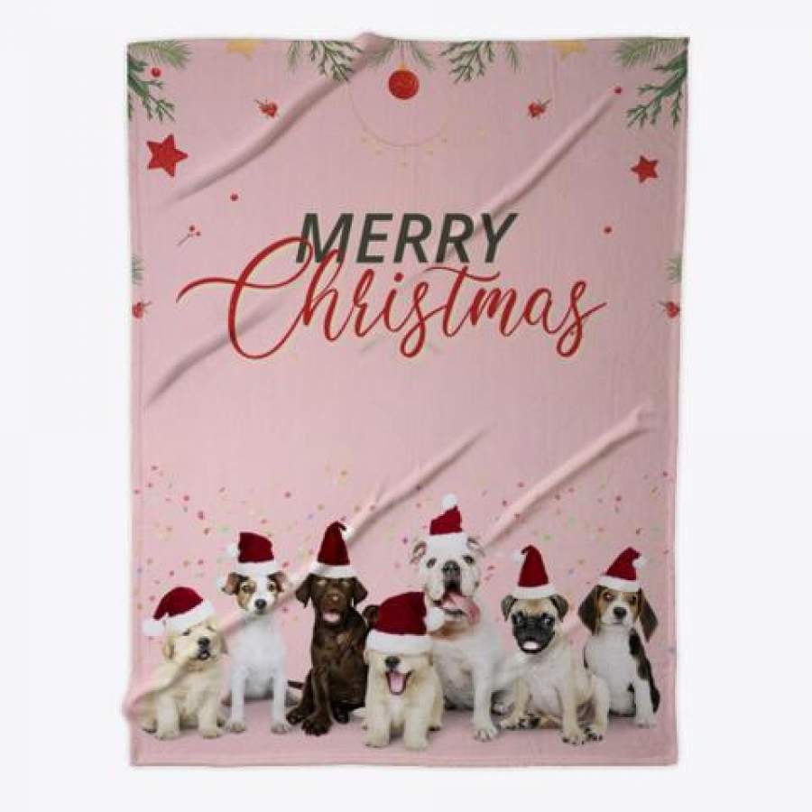 Merry Christmas Puppy Dog Blanket