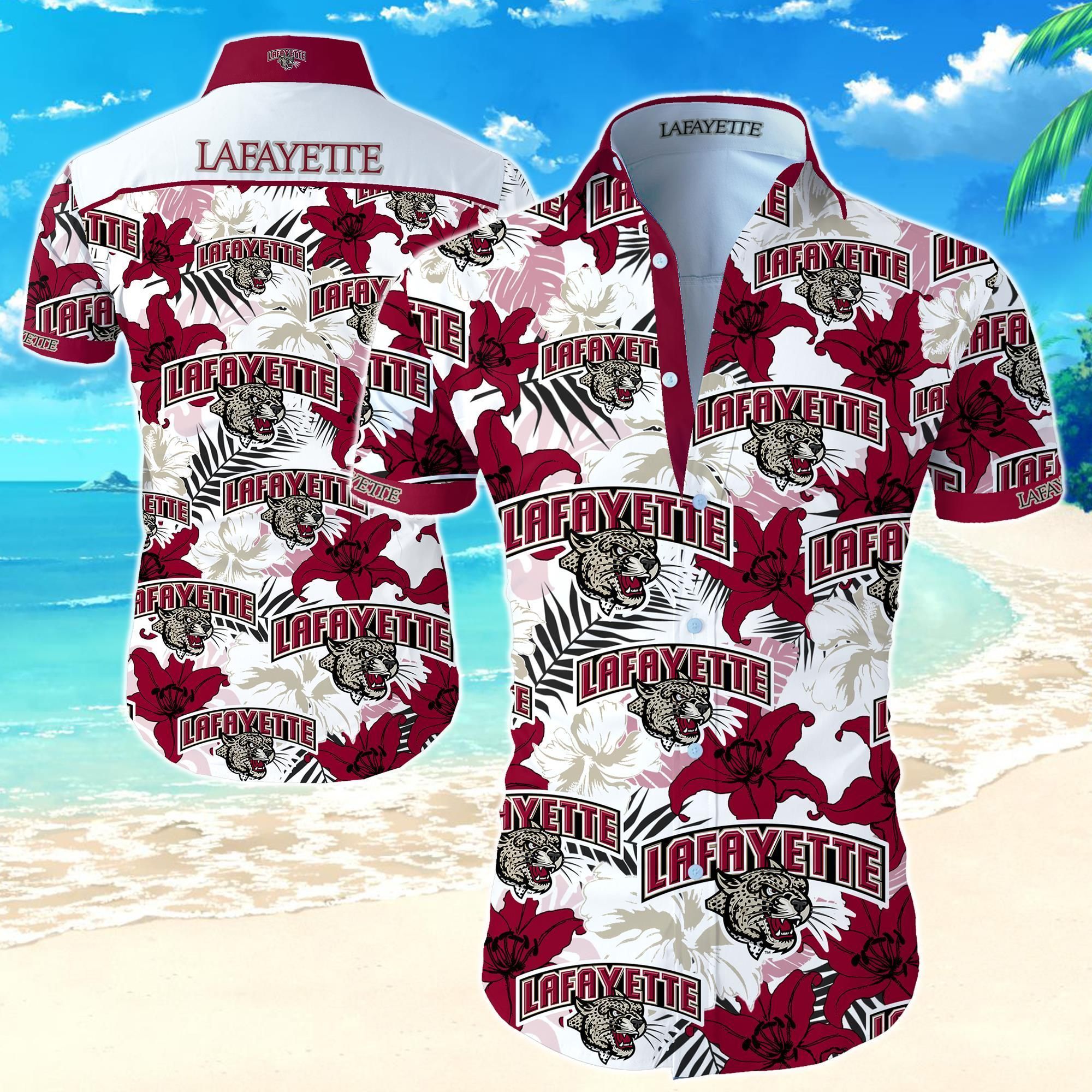 Beach Shirt Lafayette Leopards Hawaiian Shirt Summer Button Up Shirt For Men Beach Wear Short Sleeve Hawaii Shirt