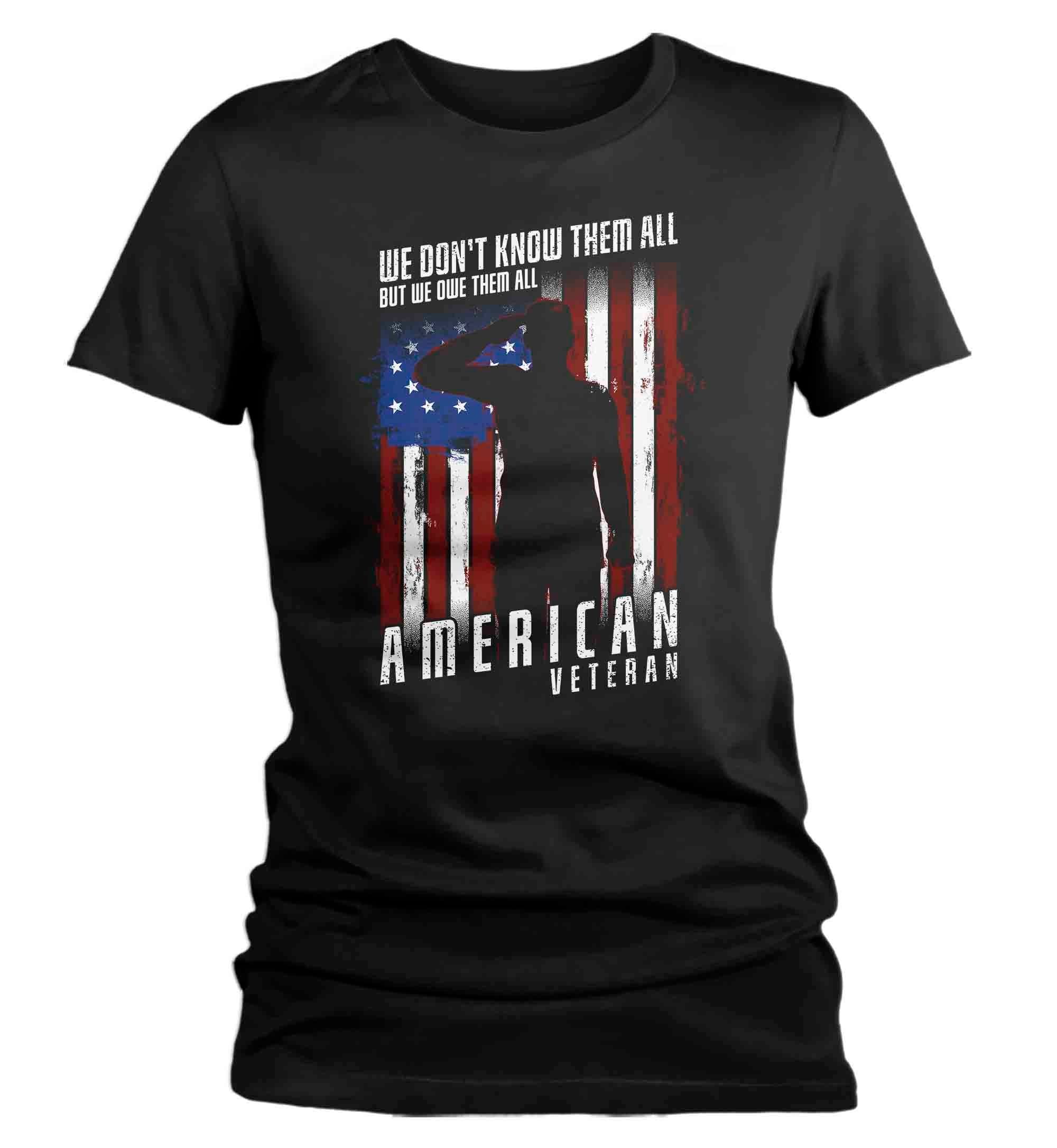 Women’S Memorial Day T-Shirt We Owe Them All Veteran Shirt Patriotic Honor Veterans United States Ladies V-Neck Shirt Tee