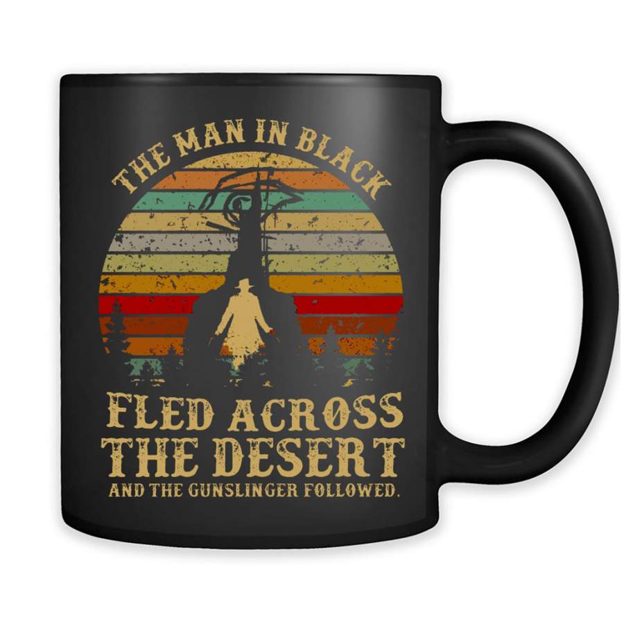 The Man In Black Fled Across The Desert And The Gunslinger Followed, Classic Vintage Retro – Full-Wrap Coffee Black Mug