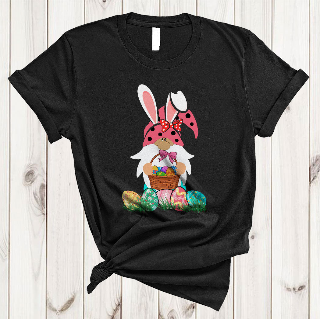 Bunny Gnome With Easter Egg Basket Cute Easter Day Bunny Gnomes Egg Hunt Lover Gifts T-Shirt