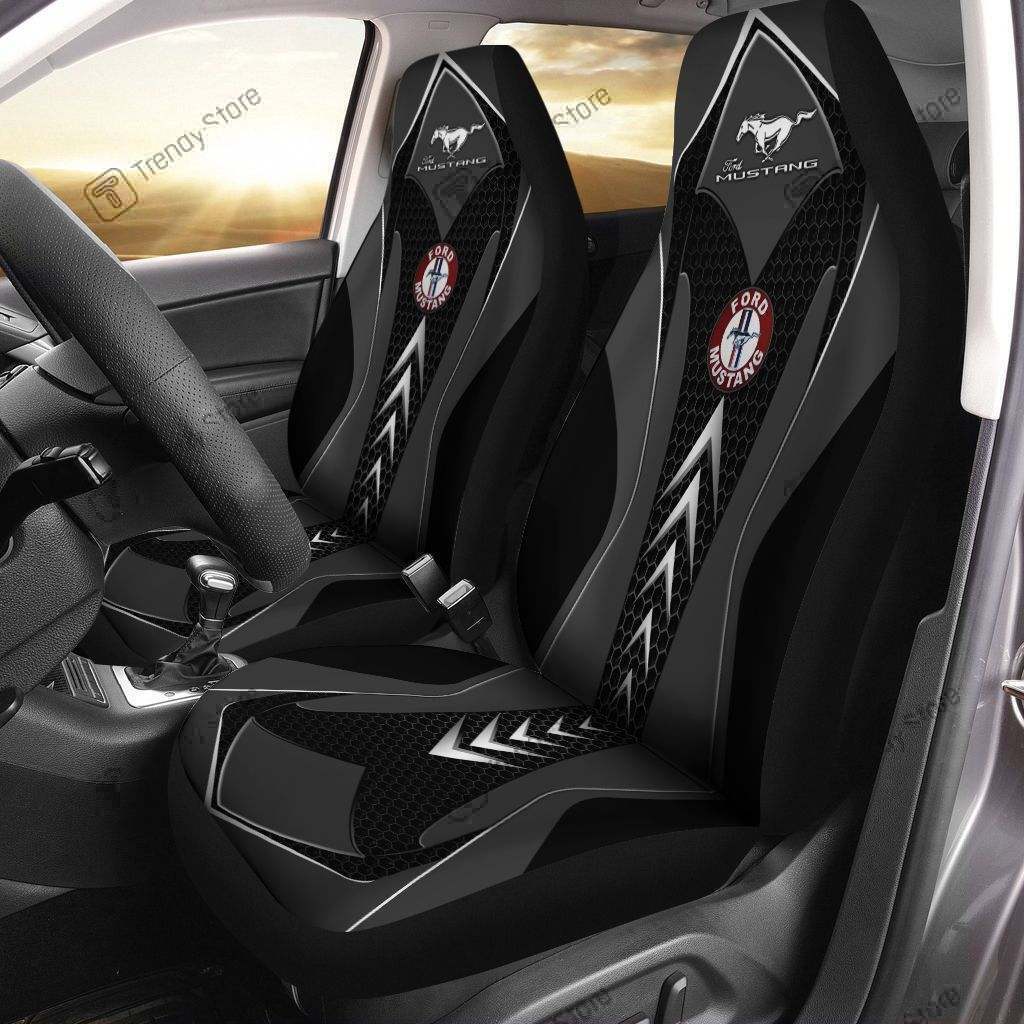 FORD MUSTANG CAR SEAT COVER (SET OF 2) VER2 (BLACK)