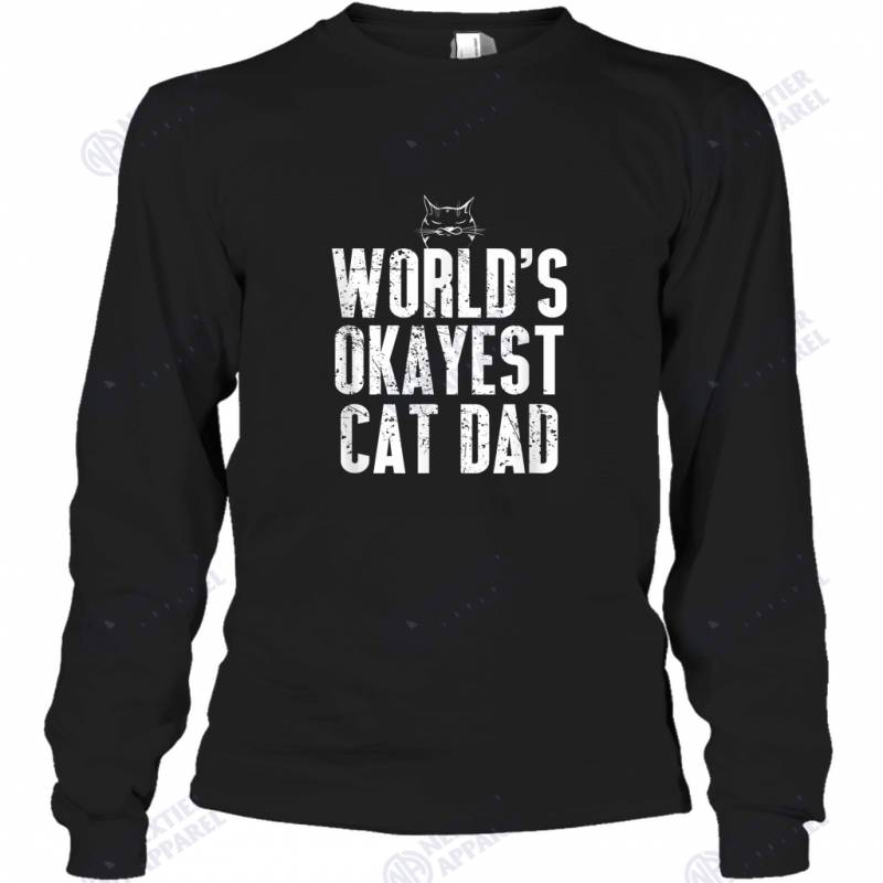 World’s Okayest Cat Dad Funny Kitten Lover Long Sleeve T-Shirt