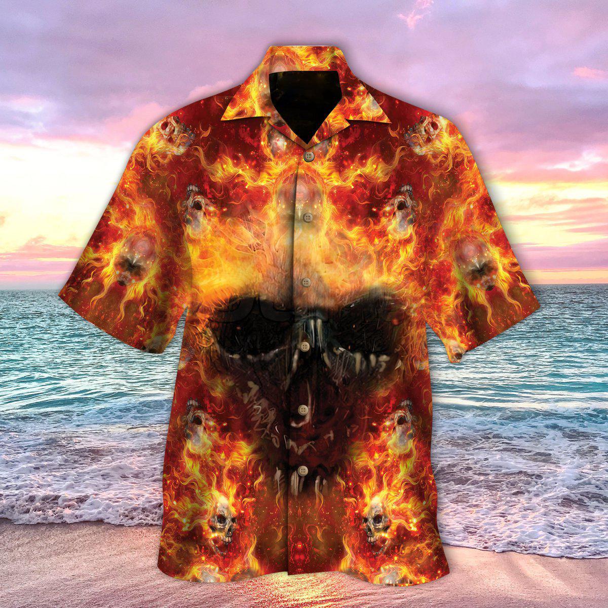 Skull Fire Hawaii Shirt For Men And Women Ha34877