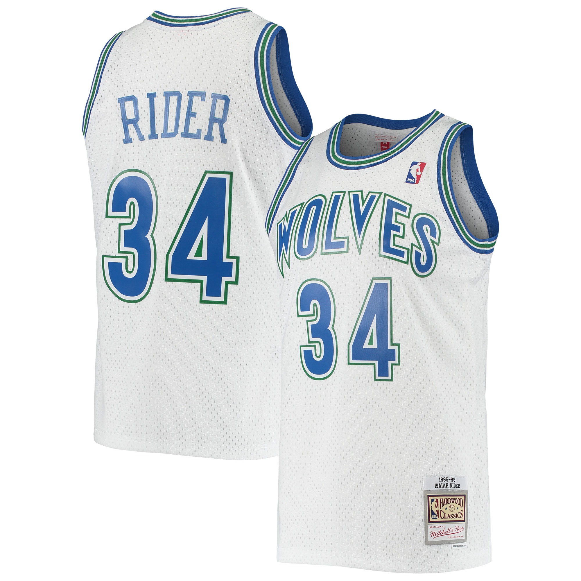 Men's Mitchell & Ness Isaiah Rider White Minnesota Timberwolves 1995-96 Hardwood Classics Swingman Jersey