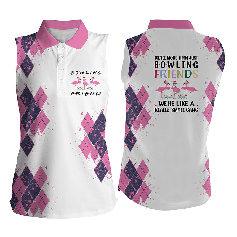 Womens Bowling Shirts We’Re More Than Just Bowling Friends Flamingo, Womens Sleeveless Polo Shirt