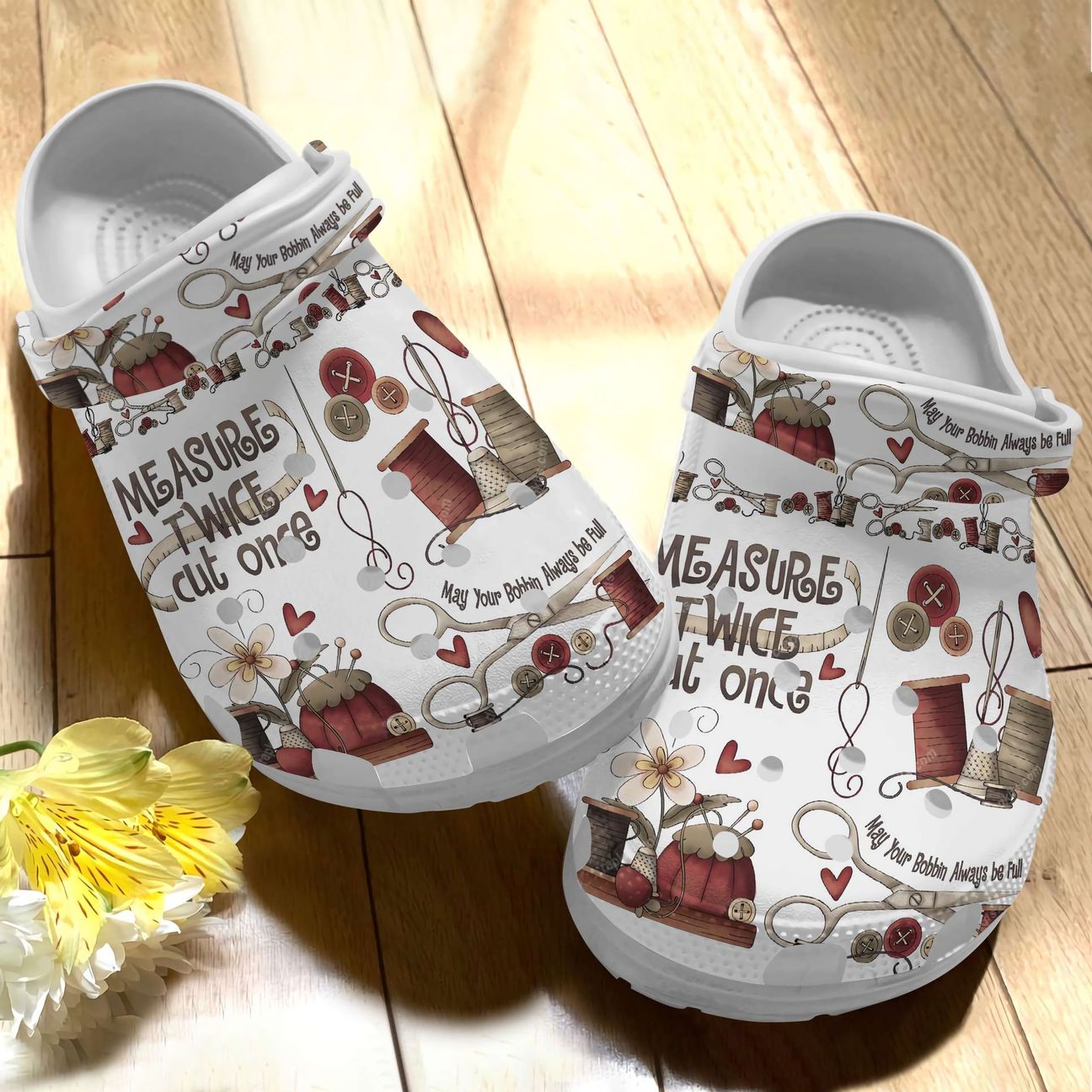 Sewing Personalize Clog, Custom Name, Text, Fashion Style For Women, Men, Kid, Print 3D Measure Twice Cut Once