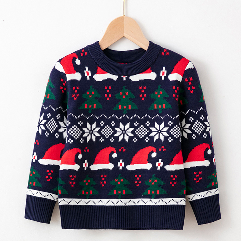 Christmas Sweaters Autumn Winter Baby Boys Girls Jumper Sweater Kids Xmas Jacquard Knit O-neck Pullover Tops Children Clothing alx