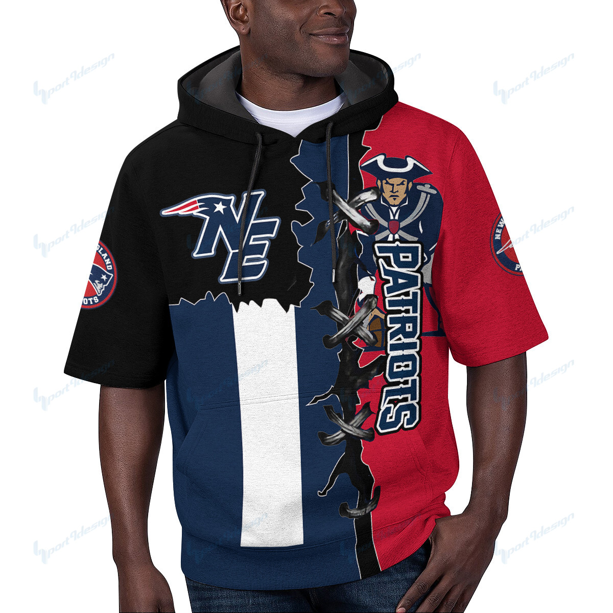 New England Patriots Short Sleeve Hoodie Bg76