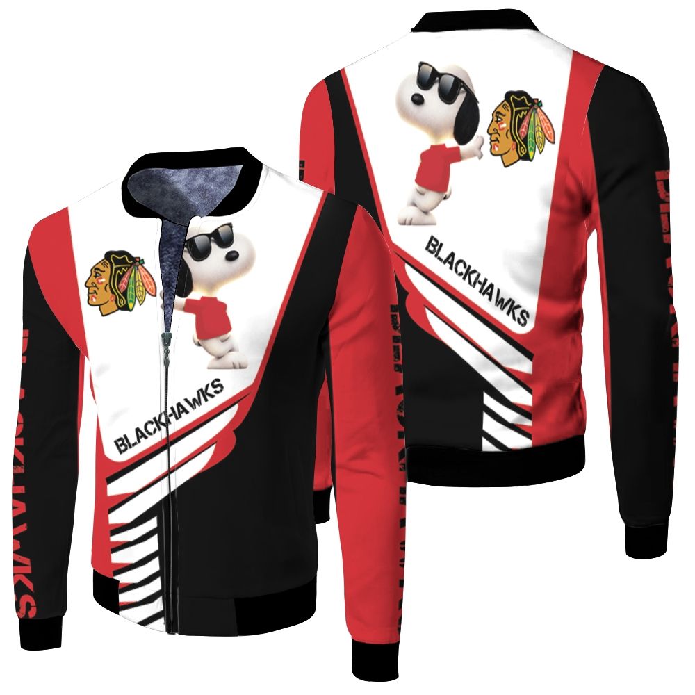 Chicago Blackhawks Snoopy For Fans 3D Fleece Bomber Jacket