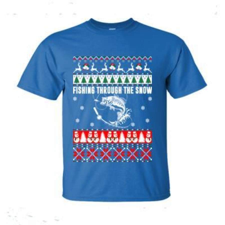 AGR Fishing Through The Snow Ugly Christmas Sweater – Ultra-Cotton T-Shirt