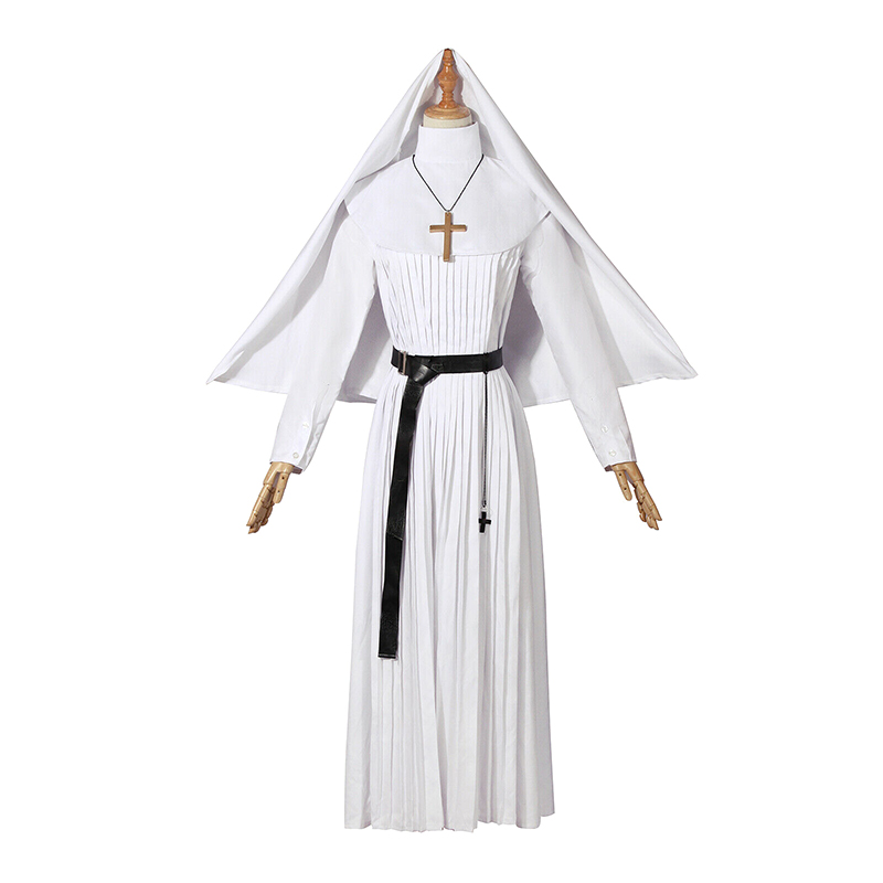 The Nun Cosplay Costume Halloween Costume for Women The Conjuring Cosplay Long Dress Adult Horror Ghost Costume alx