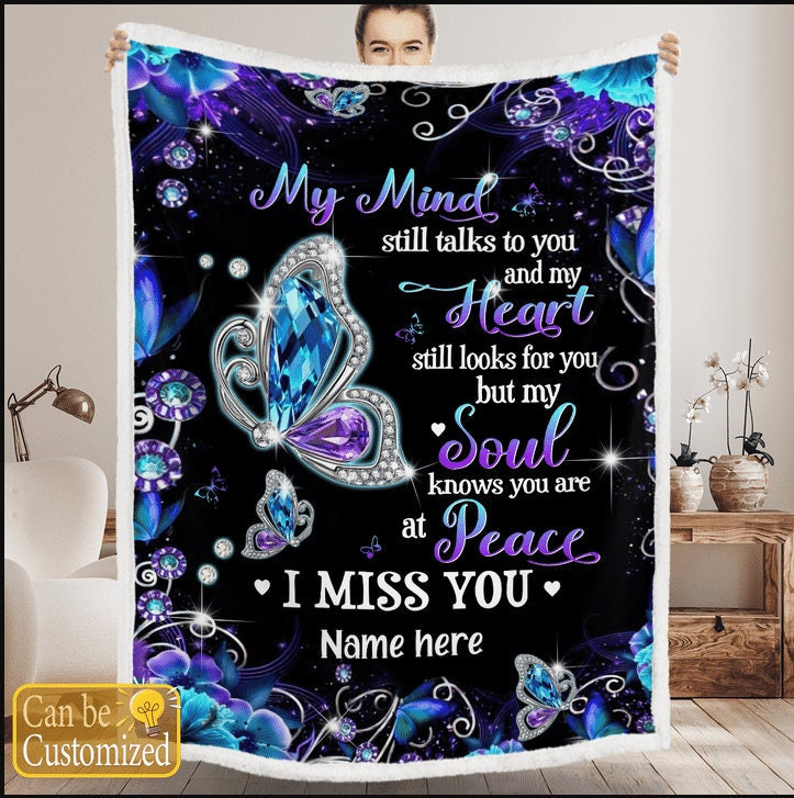 Personalized Blanket My Mind Still Talks To You Memorial Blanket Gift Christmas Blanket Christmas Gift Memorial Blanket Lost Of Love Blanket