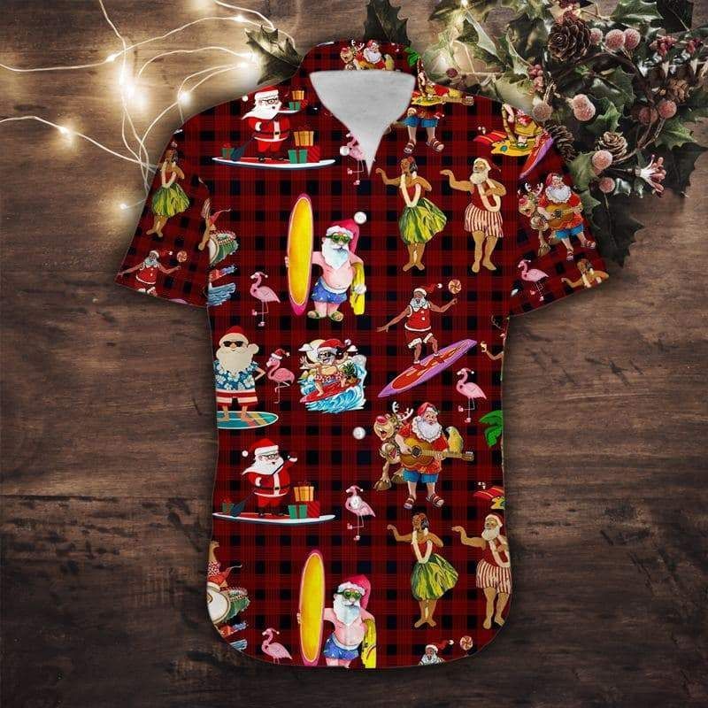 Get Now Cute Santa Claus Surfing Merry Christmas Unisex Hawaii Aloha Shirts Ha30706