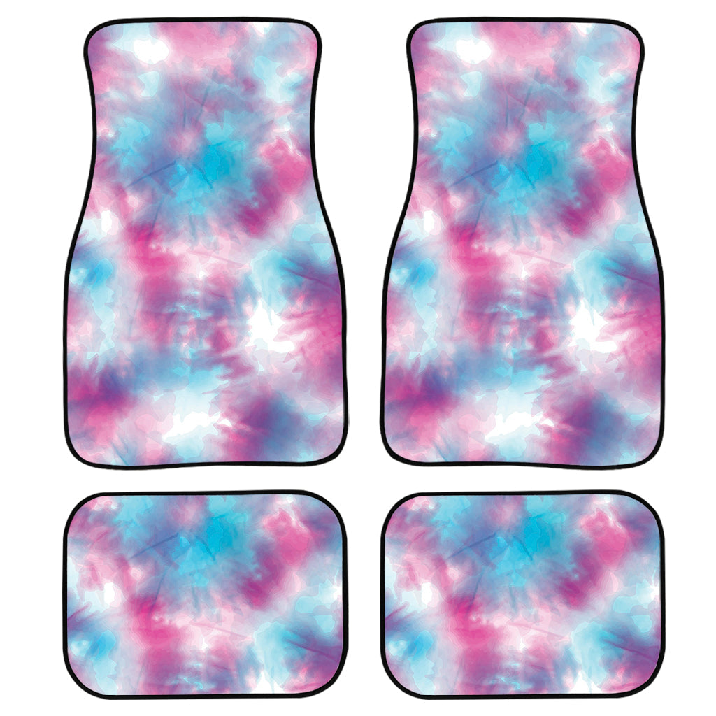 Blue And Purple Shibori Tie Dye Print Front And Back Car Floor Mats, Front Car Mat