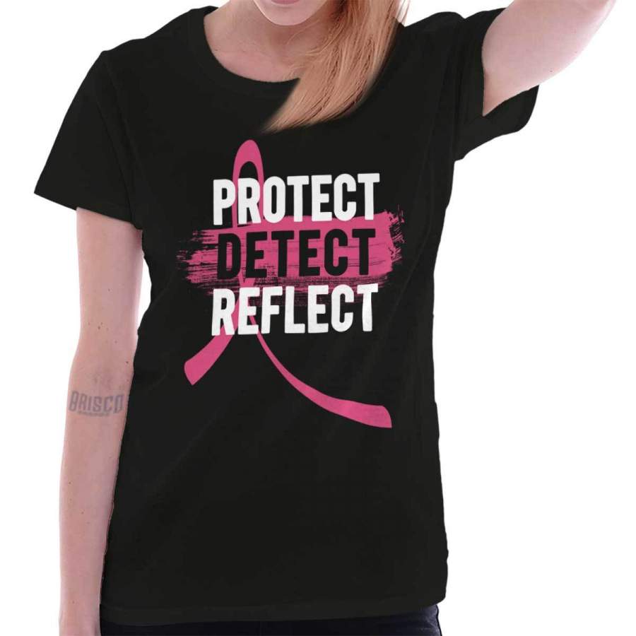 Breast Cancer Awareness Protect Detect Ladies T-Shirt