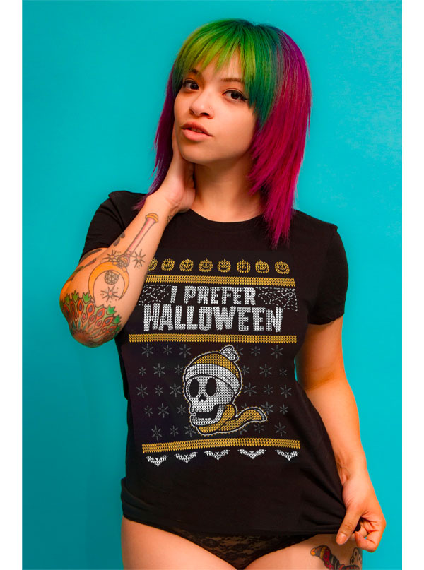 Women’S I Prefer Halloween Ugly Christmas Tee By Cartel Ink