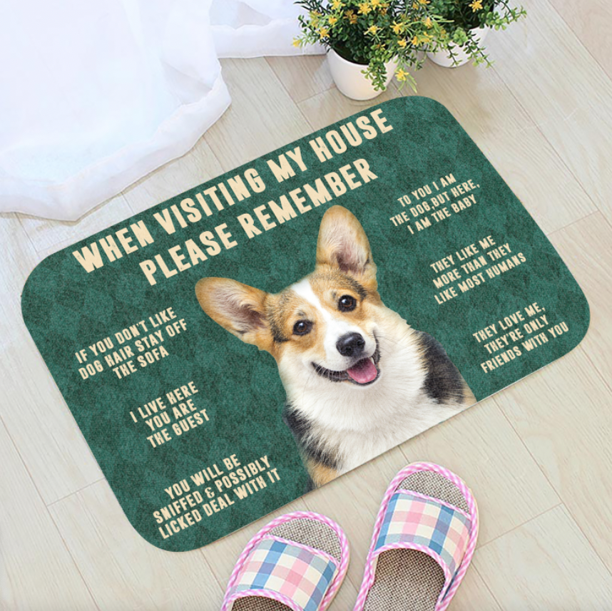 3D Please Remember Corgi Dog’S House Rules Doormat