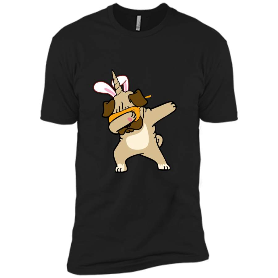 Easter Bunny Dabbing Pug Dog Pugicorn Tshirt Unicorn Tee Next Level Premium Short Sleeve Tee