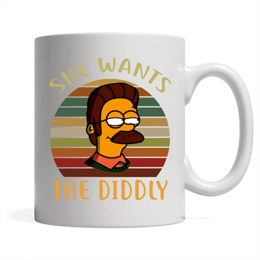 She Wants The Diddly Classic Vintage Retro Design – Full-Wrap Coffee White Mug