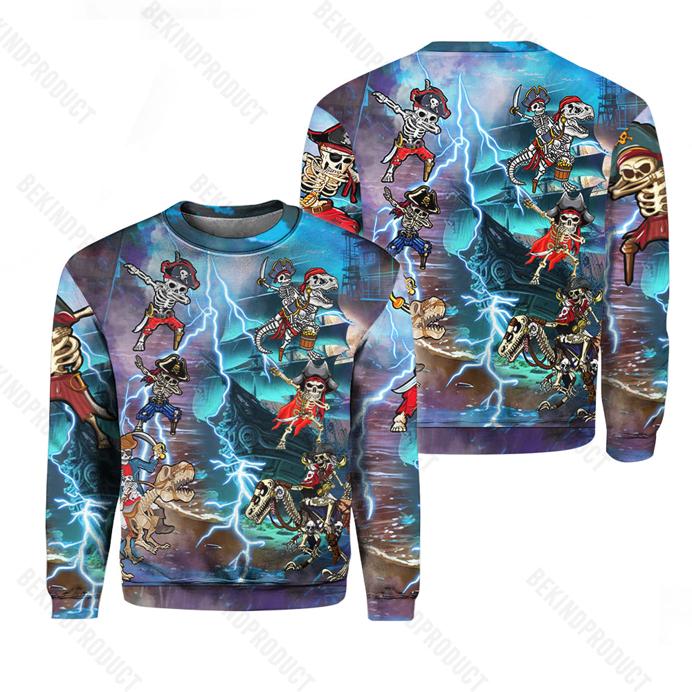 Halloween Pirate Skeleton Scary Crewneck Sweatshirt All Over Print Sweatshirt For Men & Women