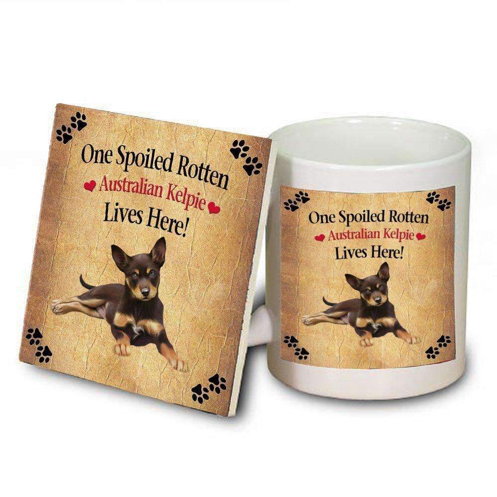 Australian Kelpie Puppy Spoiled Rotten Dog Mug And Coaster Set