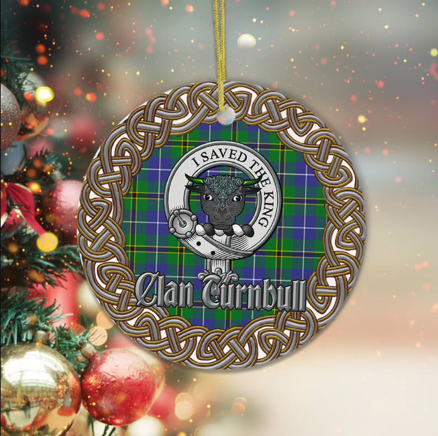 Turnbull Celtic Circle Plaid Ornament Gift. Christmas Tree Ornament Tartan Ornament Great Christmas Ornaments Gift