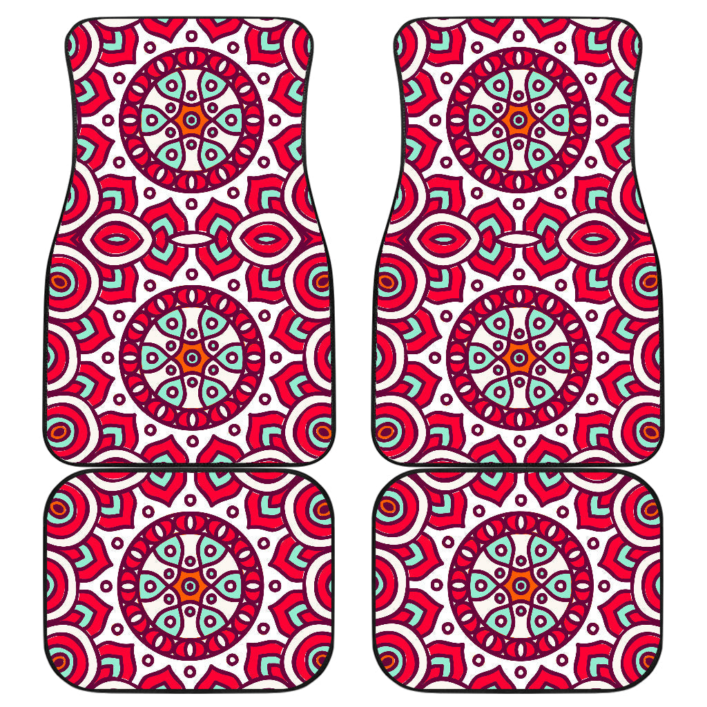 Vintage Indian Mandala Print Front And Back Car Floor Mats, Front Car Mat