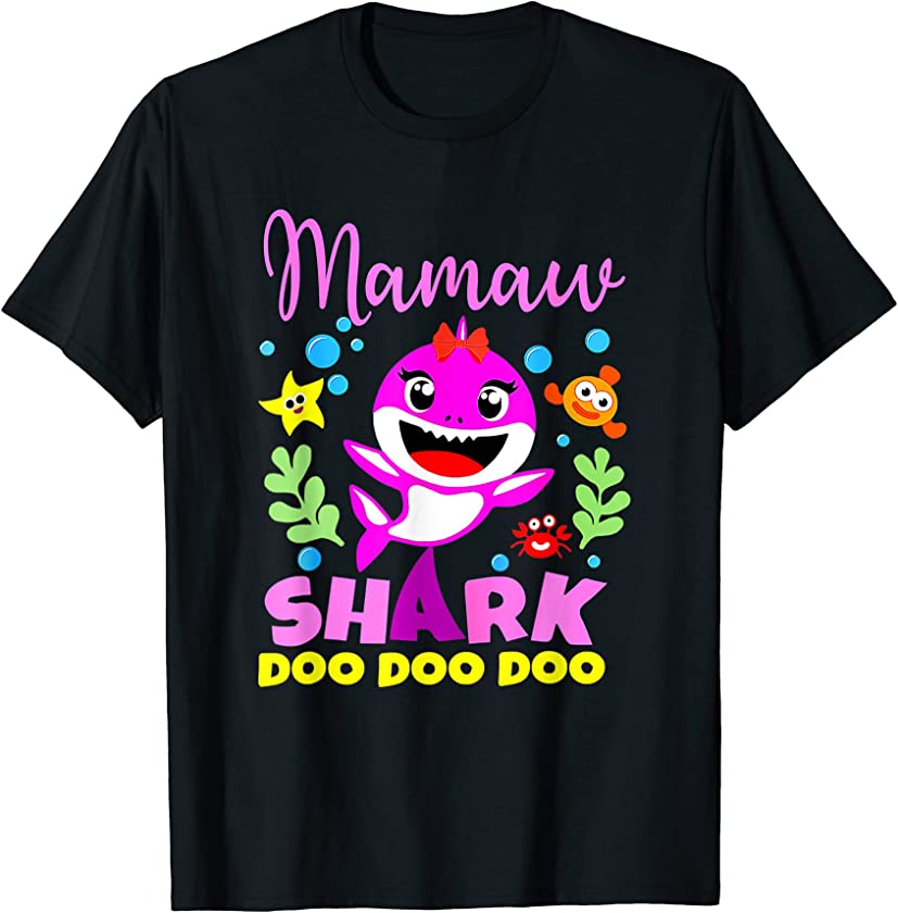 Birthday Mamaw Gifts Shark Mamaw Shark Family Mother’s Day T-Shirt