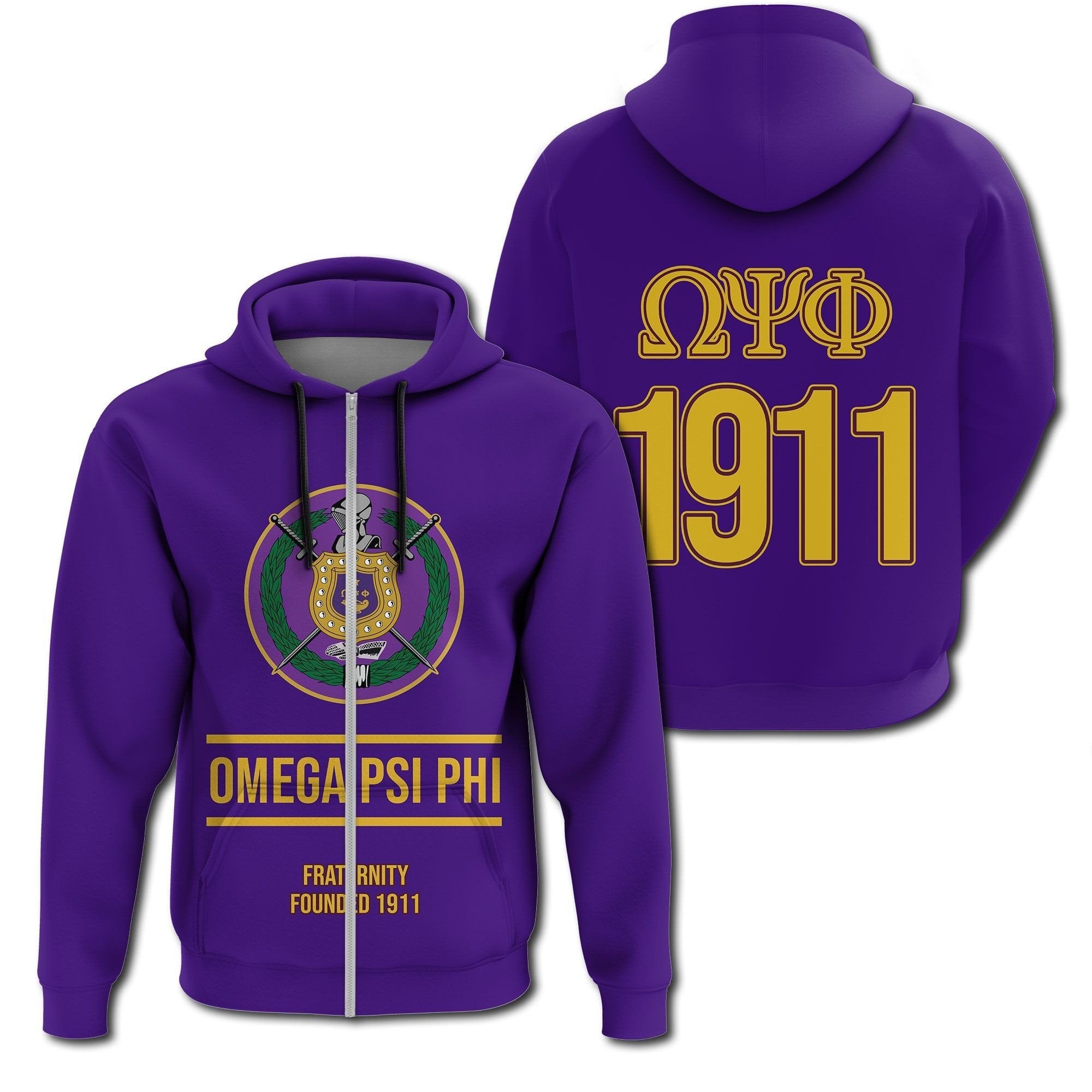 Fraternity Hoodie – Omega Psi Phi Fraternity Founded 1911 Zip Hoodie