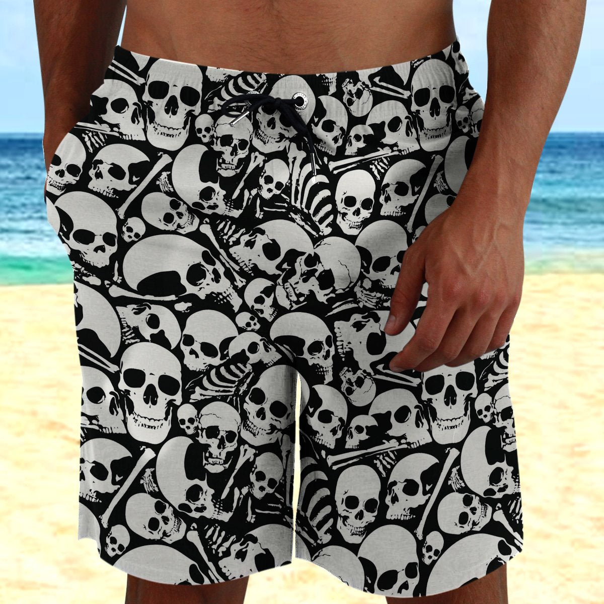 Skull And Bony Bones Hawaii Beach Shorts Colorful S Ha86592