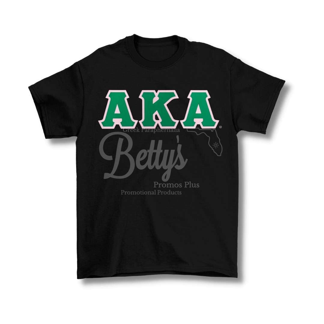 Alpha Kappa Alpha Aka Double Stitched Applique Embroidered Greek Letter Line T-Shirt