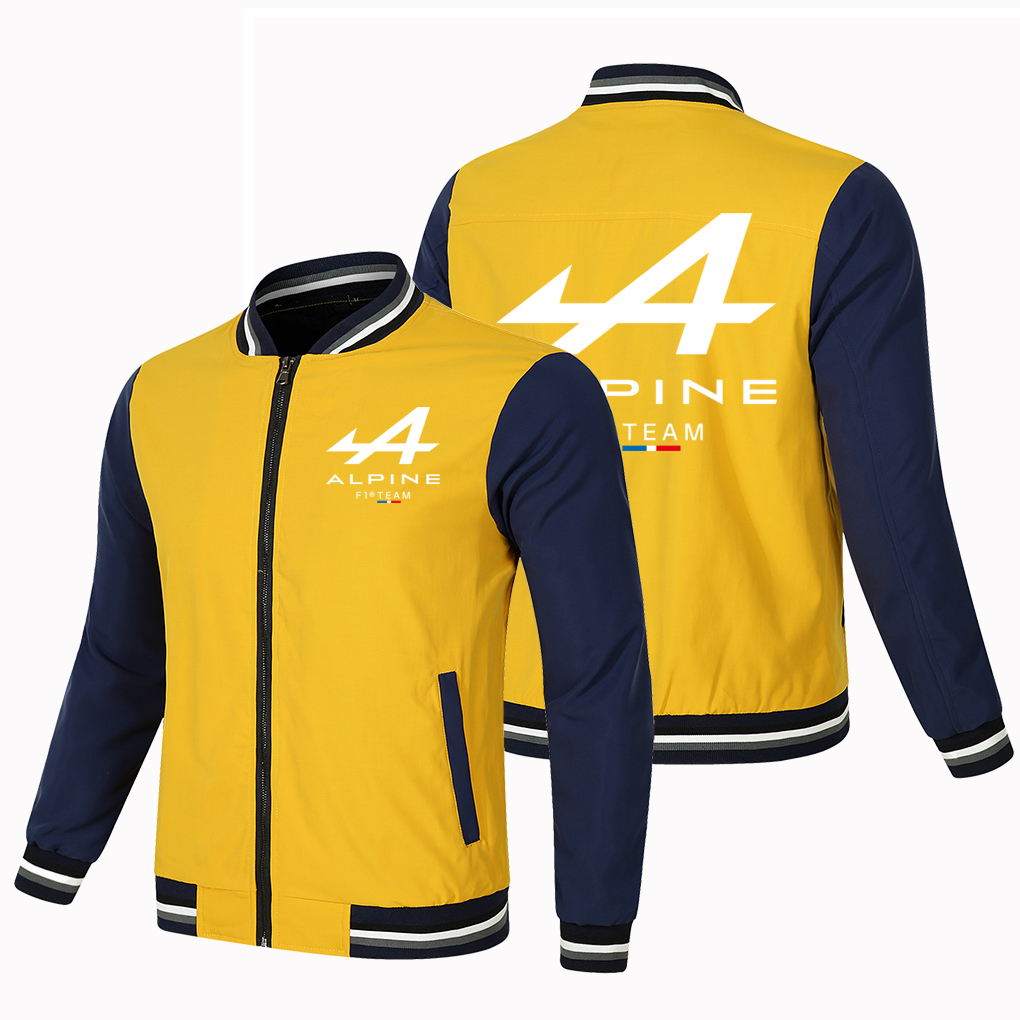 Alpine F1 Team New Racing Jacket Men’s Color Contrast Casual Outdoor Sports Team Shirt Cardigan Crew Neck Logo Baseball Jacket alx