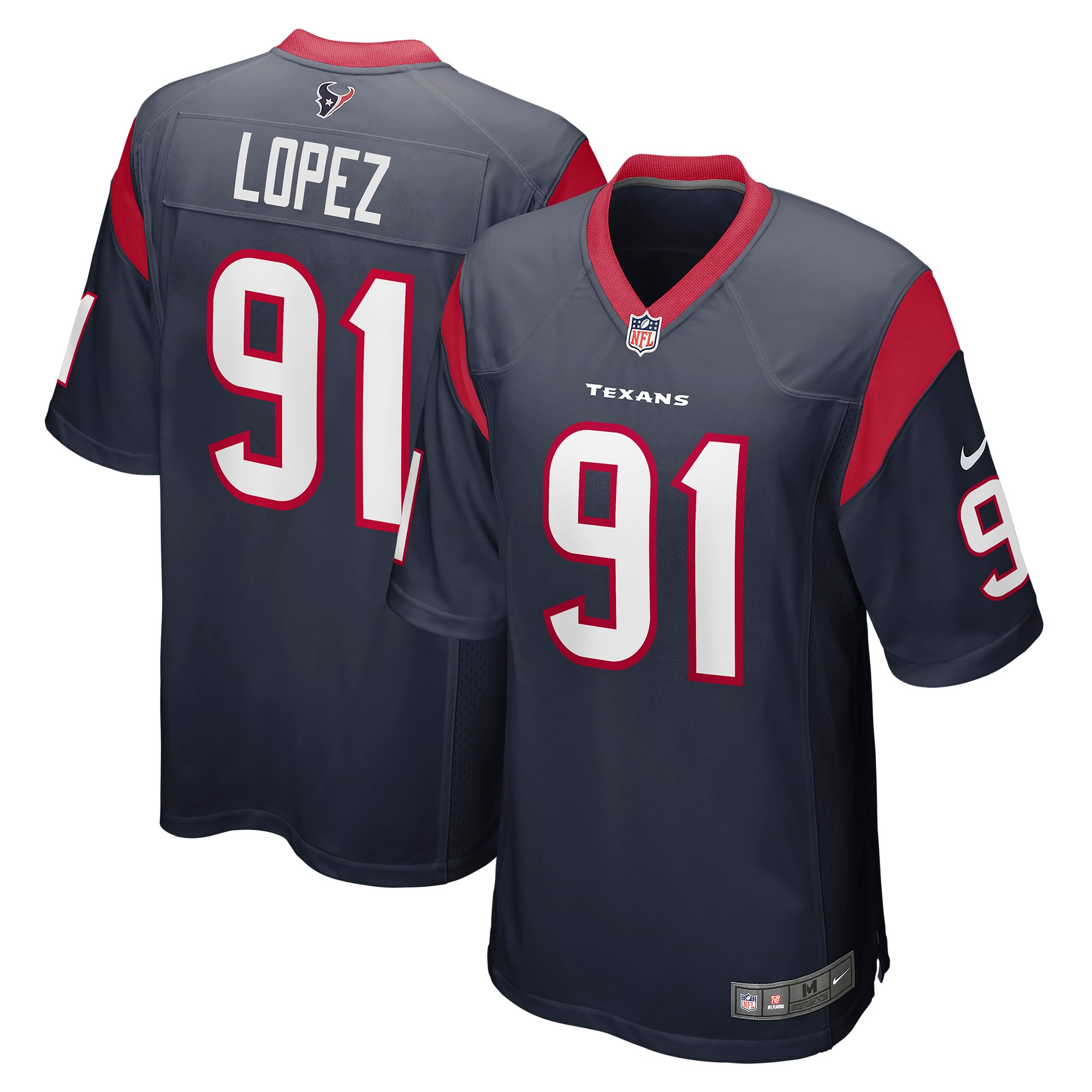 Men’s Houston Texans Roy Lopez Navy Player Game Jersey