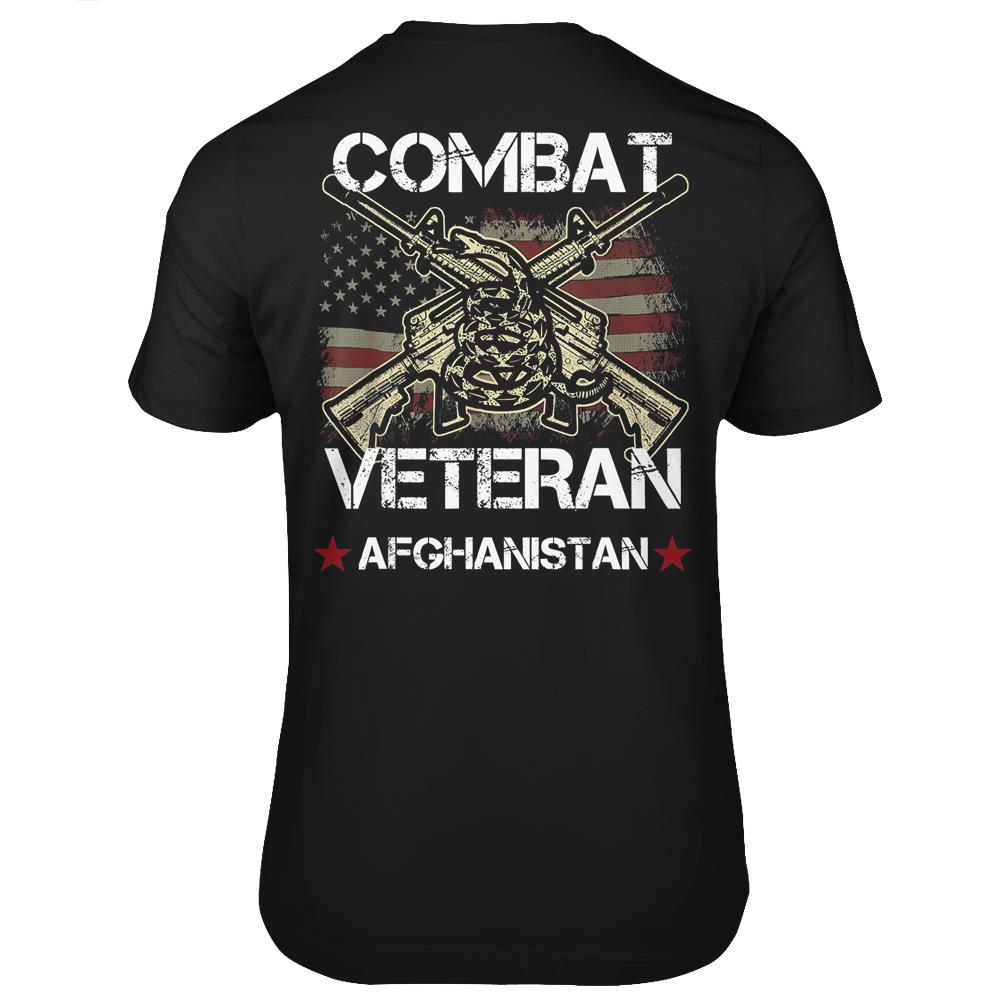 Combat Veteran Afghanistan War Vet American Military Gift T Shirts Print On Back