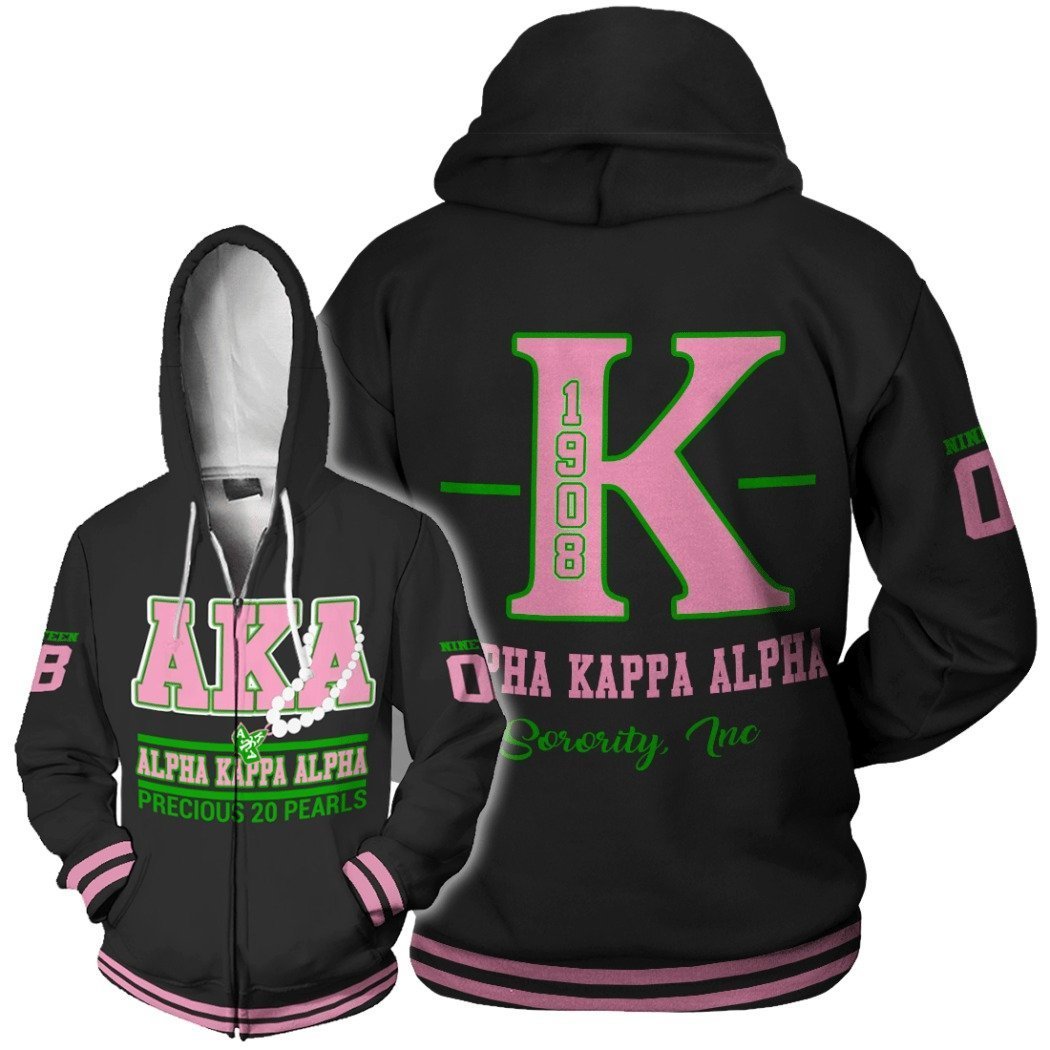 Greek Life Hoodie – Alpha Kappa Alpha Precious Pearls Zip Hoodie