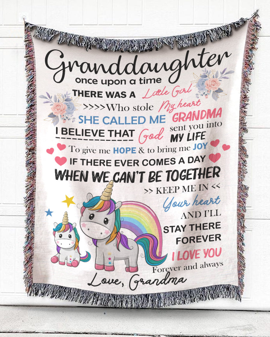 Woven Throw For Granddaughter Birthday Gift, Unicorn Words, Cotton Blanket