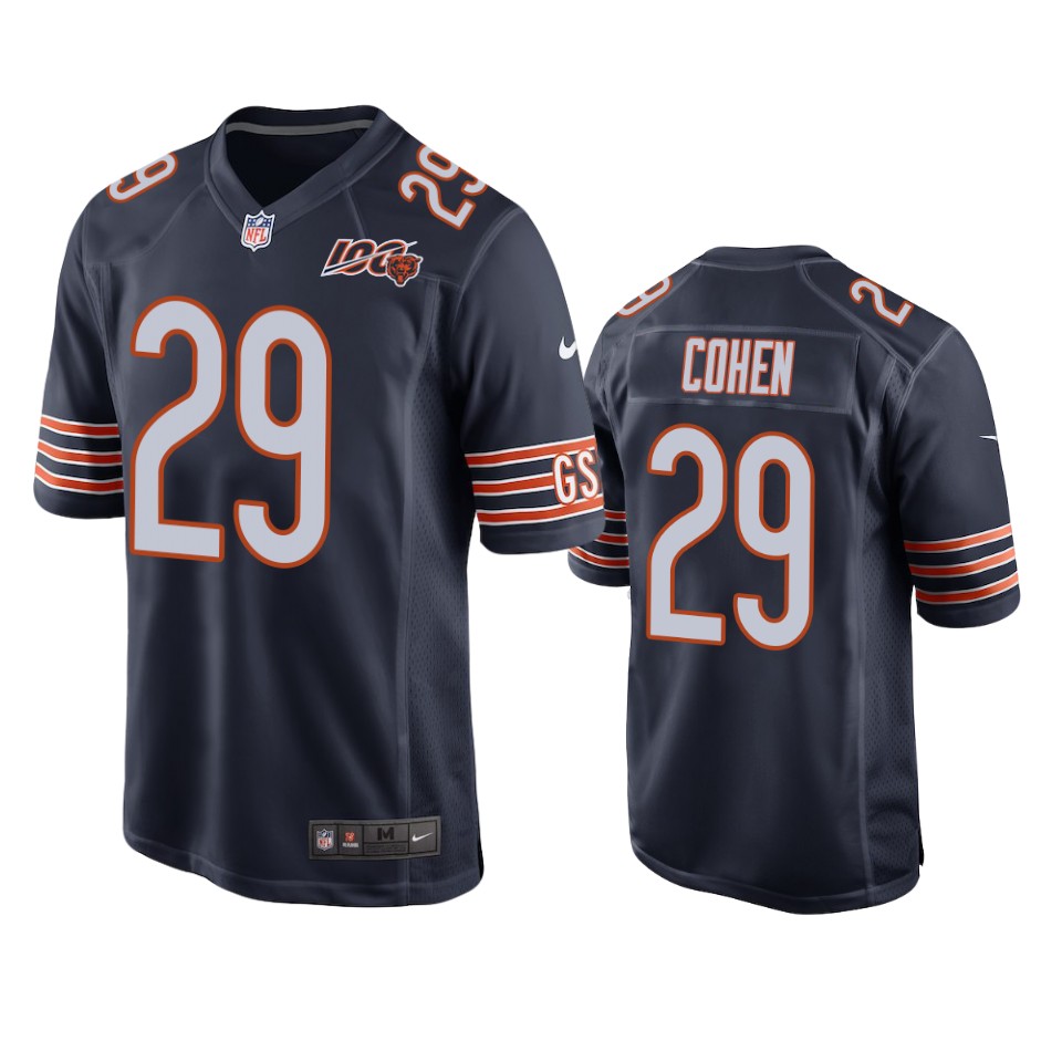 Chicago Bears Tarik Cohen Navy 100th Season Game Jersey – Mens