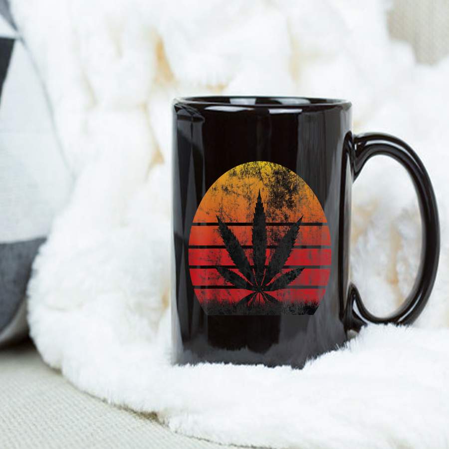 Coffee Mug Sun Vintage Marijuana Weed Cannabis Leaf Mug – Black Mug